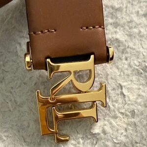 Lauren Ralph Lauren Tan Leather Belt with Gold RL Buckle